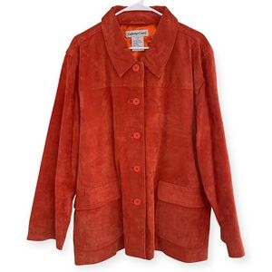 Vintage Authentic 100% Suede Leather Jacket Autumn Rust Orange